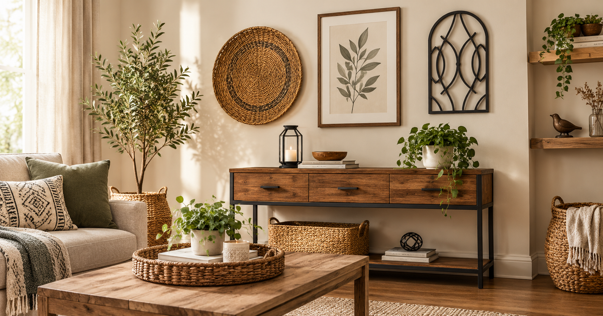 How to Mix Wood Metal and Woven Decor in Your Home