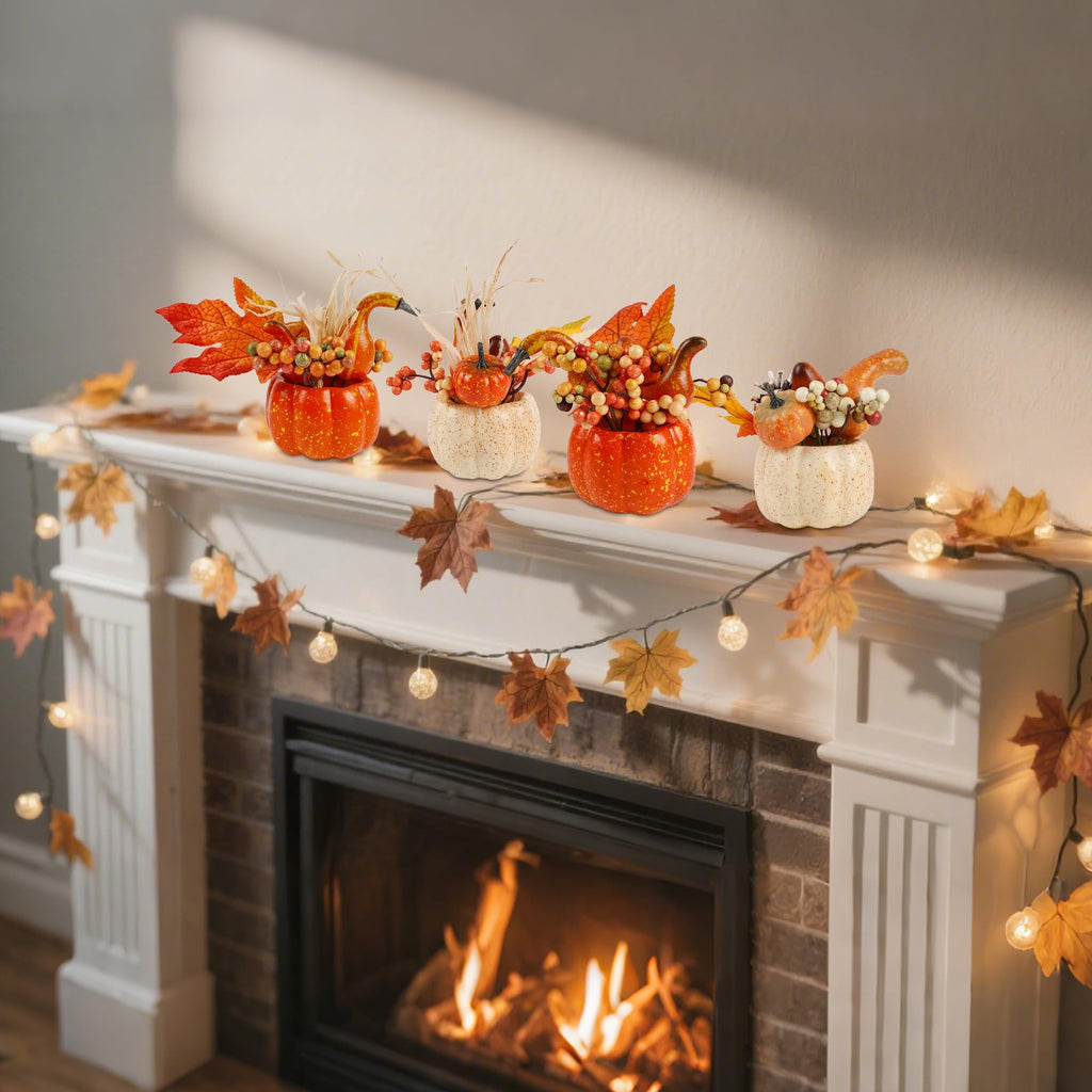 Set of 6 Artificial Pumpkins for Fall and Thanksgiving Home Decor