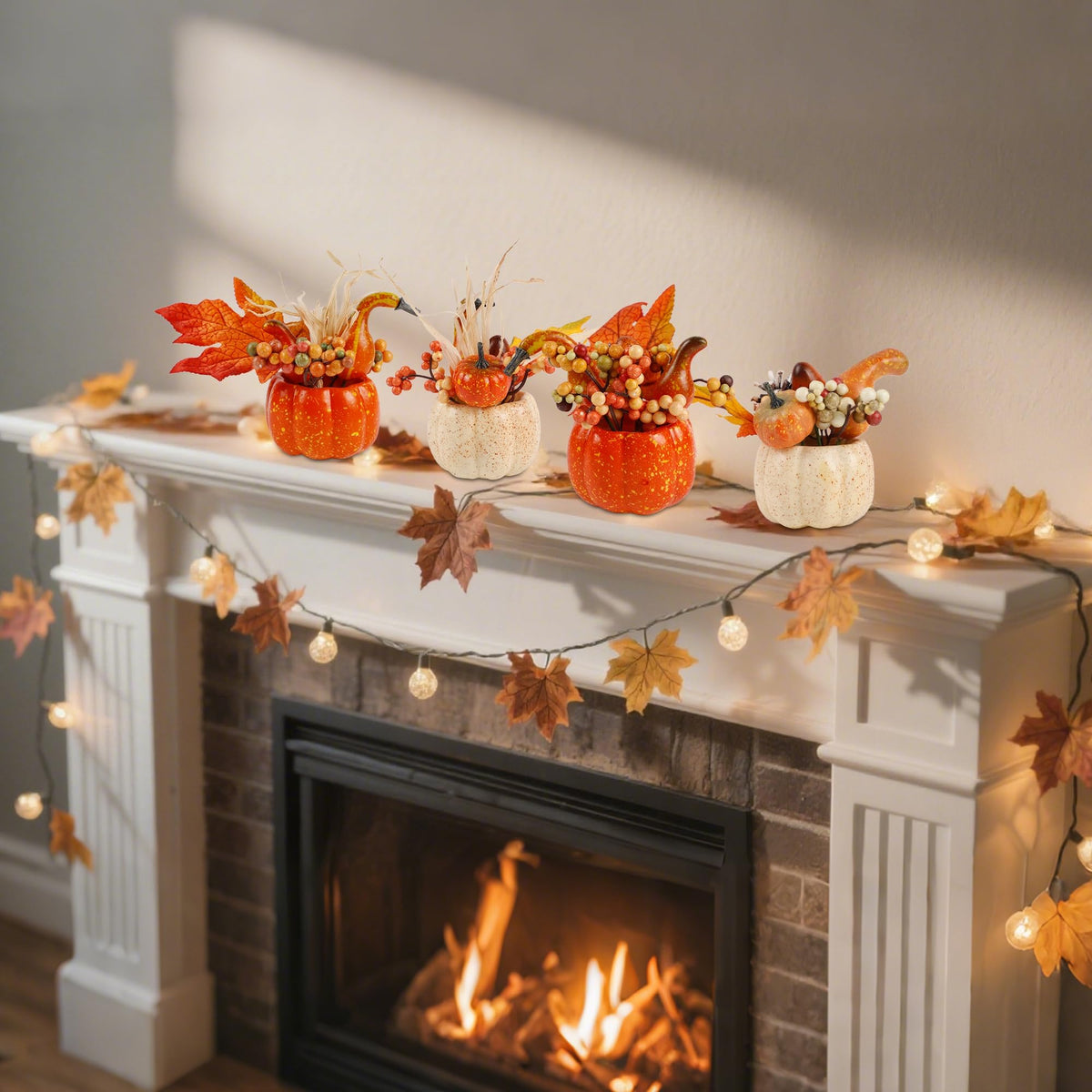 Set of 6 Artificial Pumpkins for Fall and Thanksgiving Home Decor
