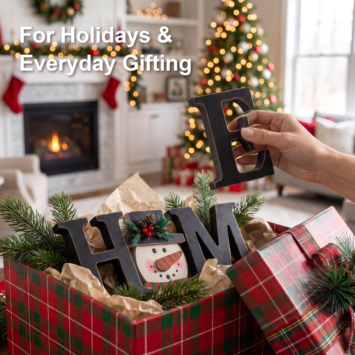 Interchangeable Wooden HOME Table Sign with 13 Seasonal Decor Pieces