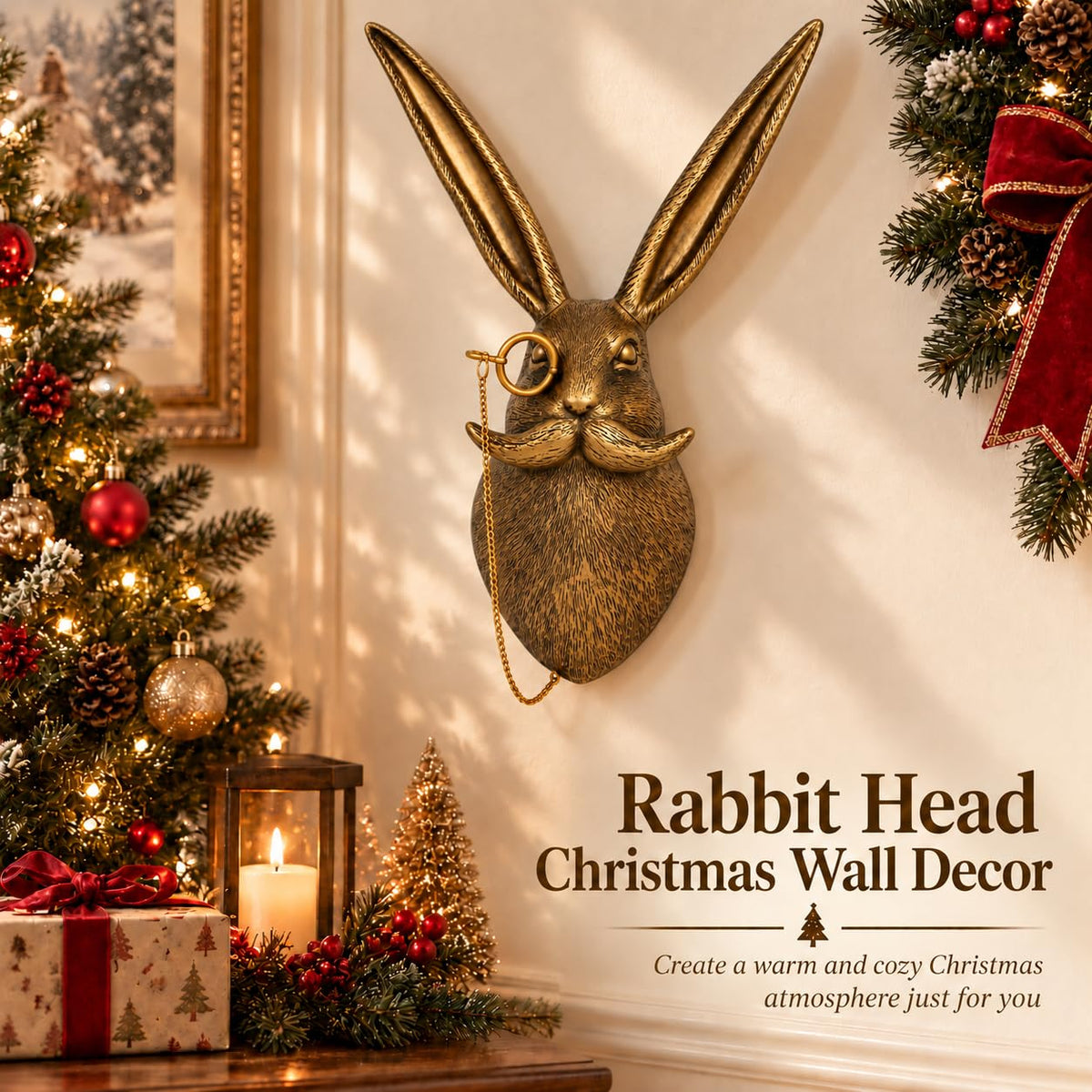 Gold Rabbit Head Wall Sculpture Modern Animal Wall Decor