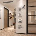 Silver Acrylic Mirror Wall Stickers with Letters and Butterfly Decor