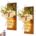 Rustic Mason Jar Wall Sconces with LED Fairy Lights Set of 2